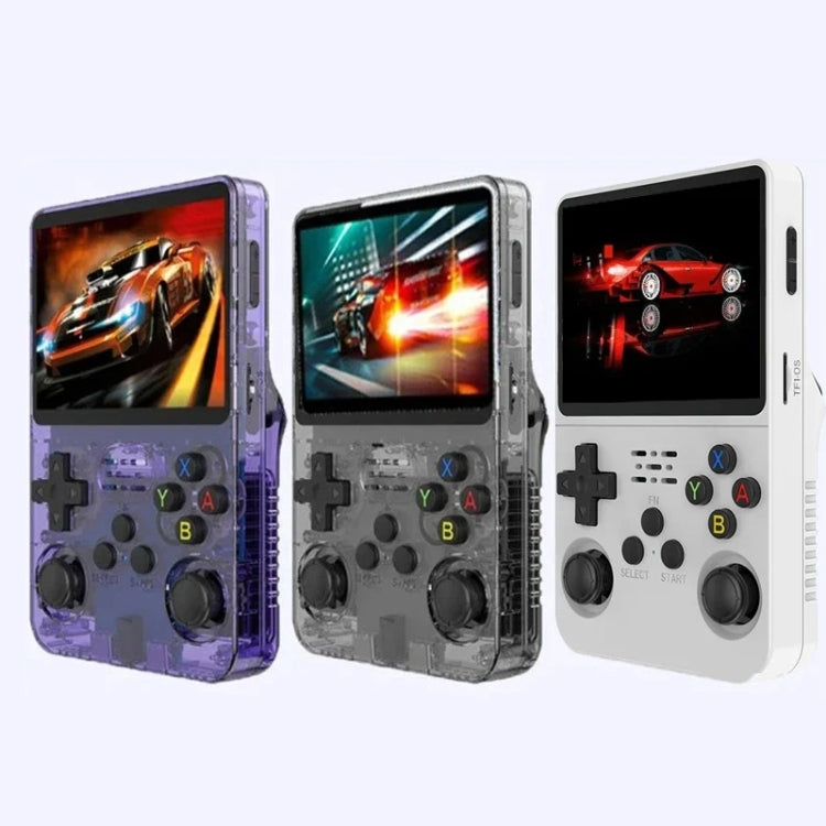 R36S Retro Handheld Game Console Linux System 3.5-Inch IPS Screen Portable Video Player 64G Purple Transparent
