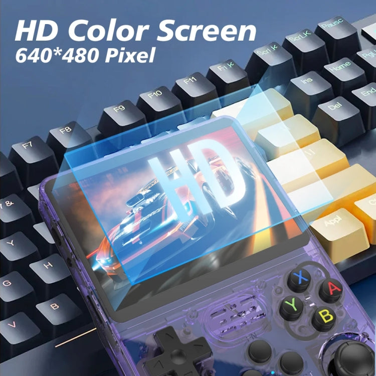 R36S Retro Handheld Game Console Linux System 3.5-Inch IPS Screen Portable Video Player 64G Purple Transparent