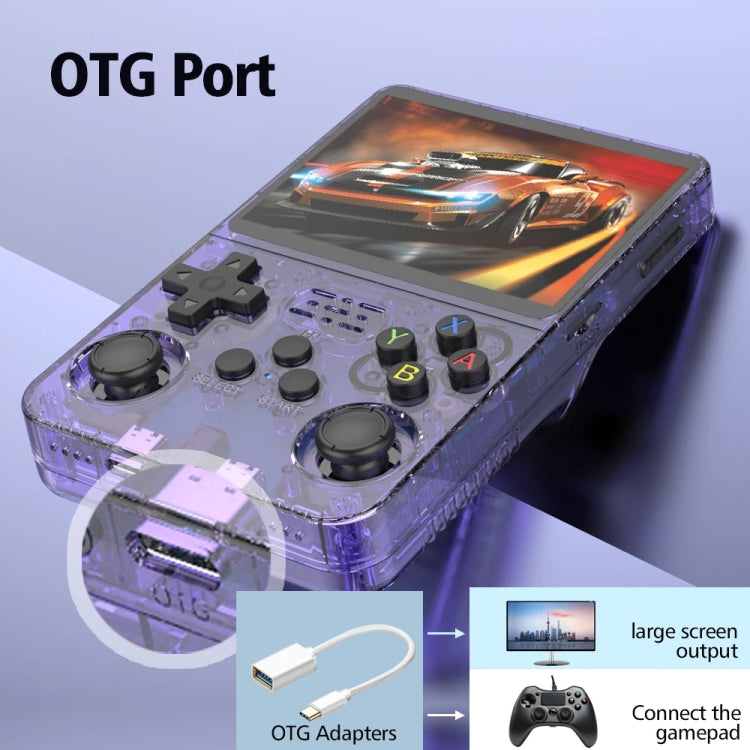 R36S Retro Handheld Game Console Linux System 3.5-Inch IPS Screen Portable Video Player 64G Purple Transparent