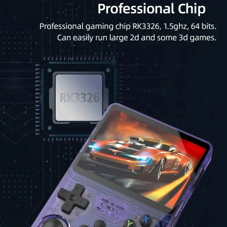 R36S Retro Handheld Game Console Linux System 3.5-Inch IPS Screen Portable Video Player 64G Purple Transparent