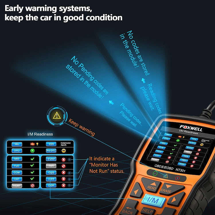 FOXWELL NT301 OBD2 Car Fault Diagnostic Instrument Live Data Code Reader Tool, FOXWELL NT301