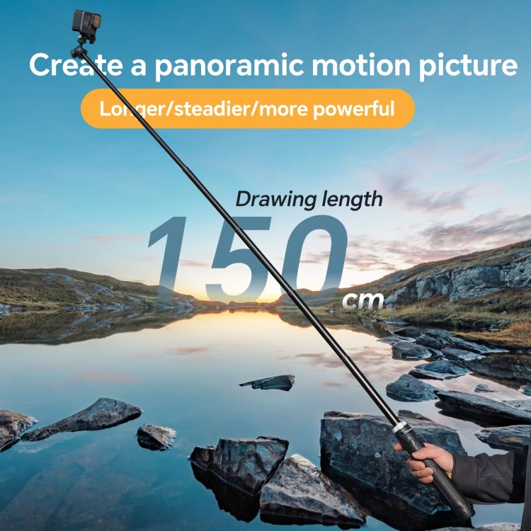 TELESIN 360 Degree Rotation 1.5m Selfie Stick Foldable Tripod for DJI, Insta360, GoPro and Other Action Cameras, S1-TSS-01