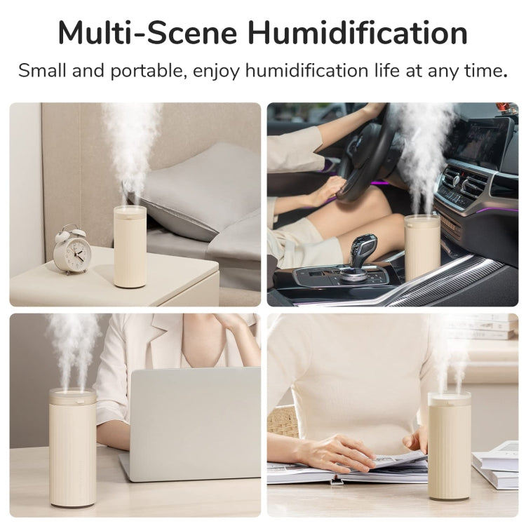 JisuLife HU16 Desktop Dual Mist Ports Humidifier, White Rechargeable, White Plug-in