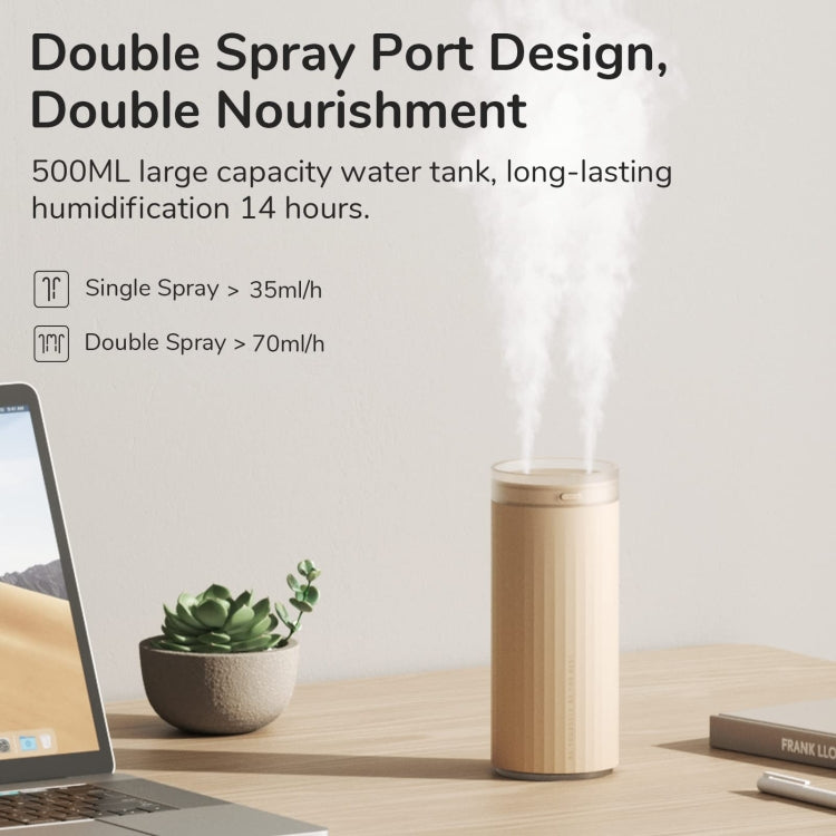 JisuLife HU16 Desktop Dual Mist Ports Humidifier, White Rechargeable, White Plug-in