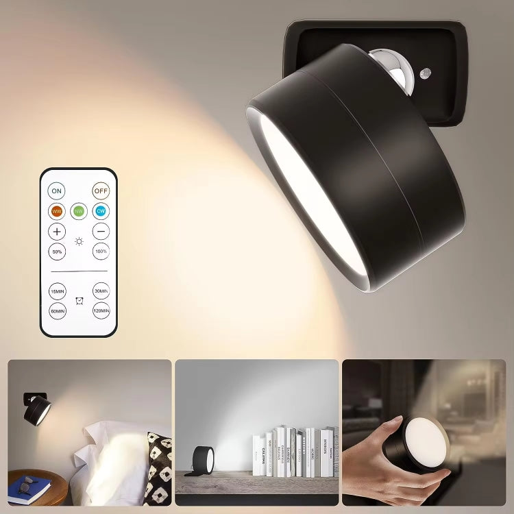 LED 360 Degree Rotating Lamp Magnetic Cabinet Spotlight Atmosphere Night Light, White, Black