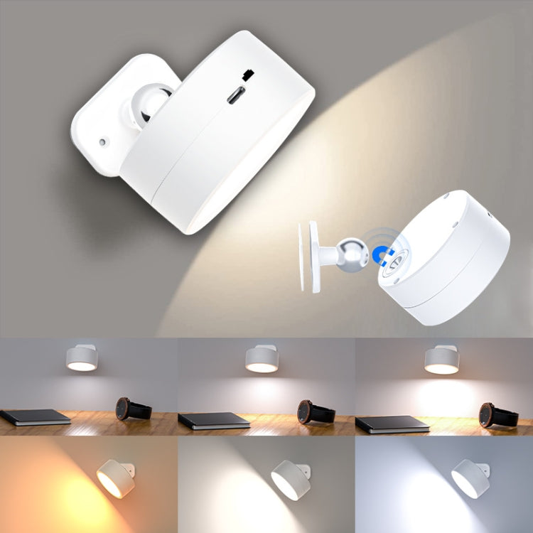 LED 360 Degree Rotating Lamp Magnetic Cabinet Spotlight Atmosphere Night Light, White, Black