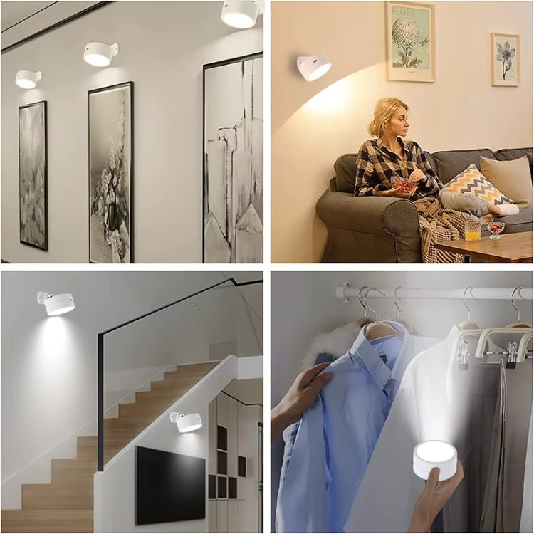 LED 360 Degree Rotating Lamp Magnetic Cabinet Spotlight Atmosphere Night Light, White, Black