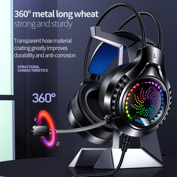 YINDIAO Q7 Colorful Light Computer Wired Headset USB Gaming Headset, Dual 3.5mm + USB Black, Dual 3.5mm + USB White, Dual 3.5mm + USB Pink, USB7.1 Sound Card White, USB7.1 Sound Card Pink