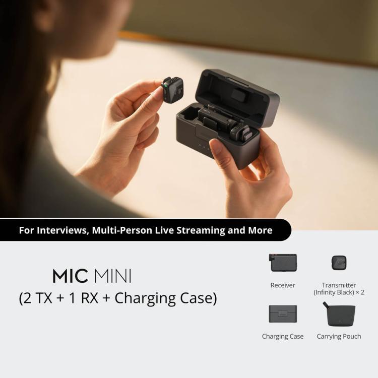 Original 2 TX + 1 RX + Charging Case For DJI Mic Mini, 2 TX + 1 RX + Charging Case
