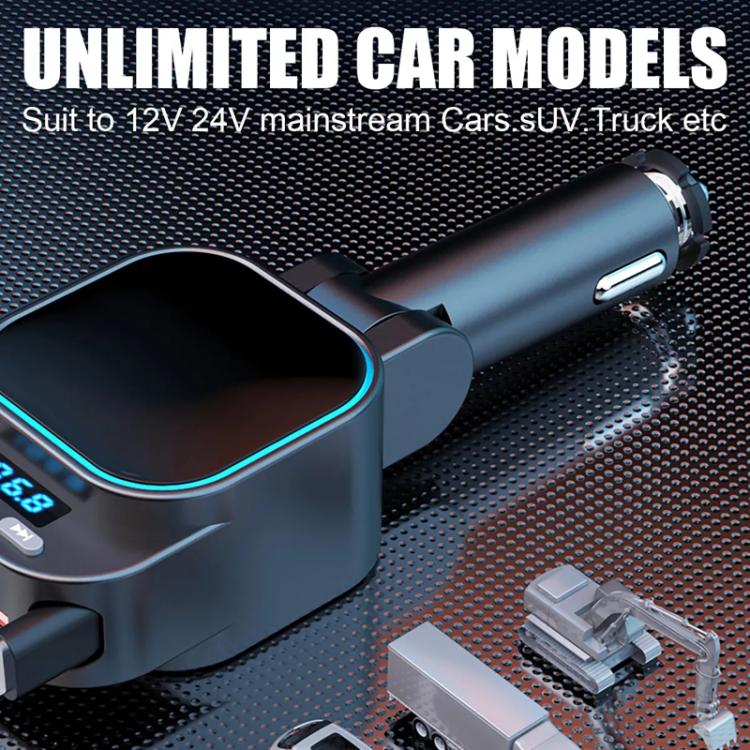 Dual Retractable Cable Car Charger Automobile Bluetooth MP3 Player, BC97