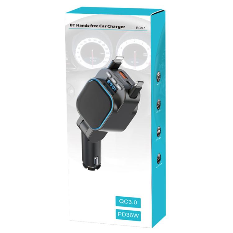 Dual Retractable Cable Car Charger Automobile Bluetooth MP3 Player, BC97