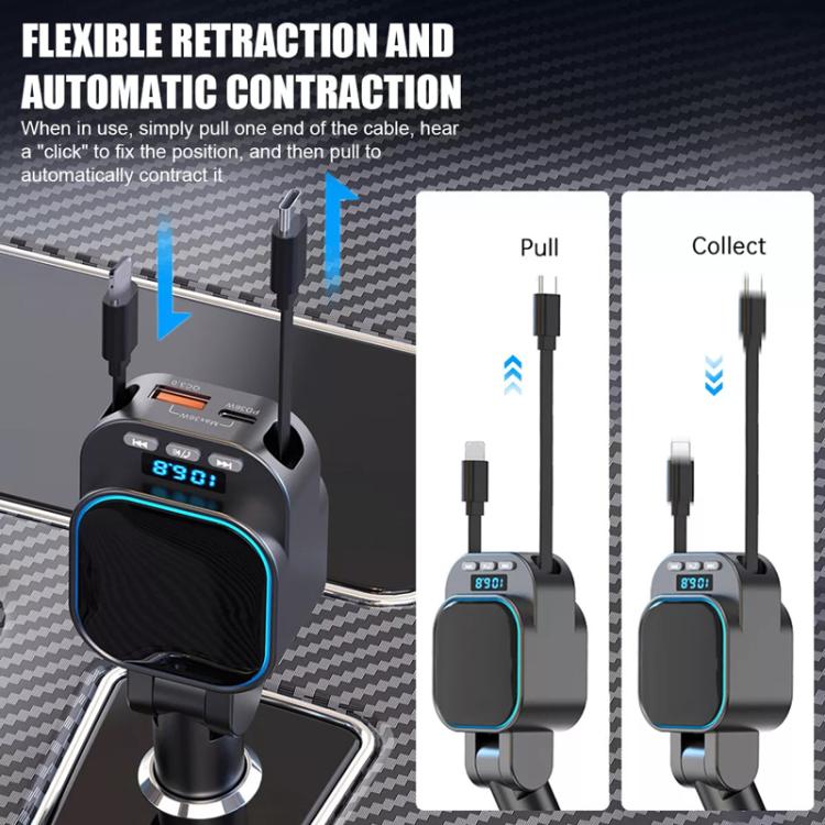 Dual Retractable Cable Car Charger Automobile Bluetooth MP3 Player, BC97