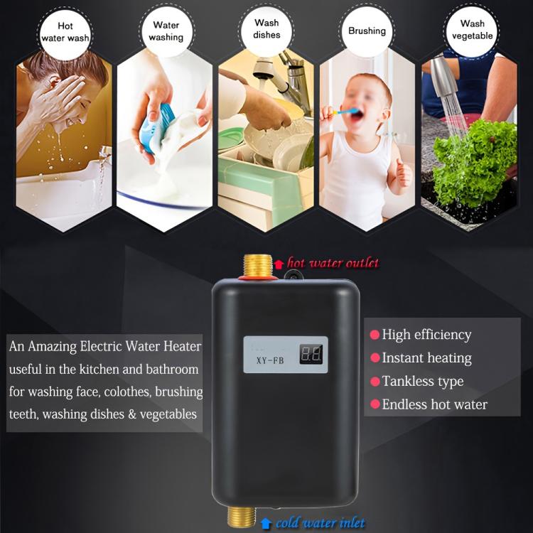 3000W Small Tankless Electric Water Heater For Kitchen Bathroom.