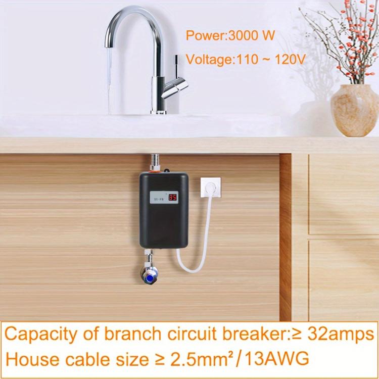 3000W Small Tankless Electric Water Heater For Kitchen Bathroom.