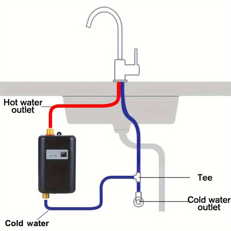 3000W Small Tankless Electric Water Heater For Kitchen Bathroom.