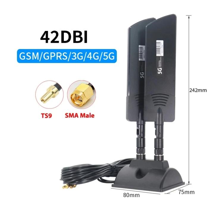 42dbi 5G Router External Antenna Outdoor Long Range WiFi Signal Coverage Booster, SMA Male Black, TS9 Black, SMA Male White, TS9 White