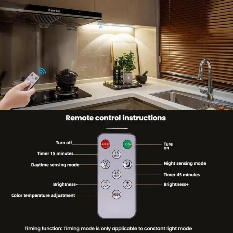 Rechargeable Motion Sensor Light Bar Cabinet Wardrobe Lamp With Remote Control.