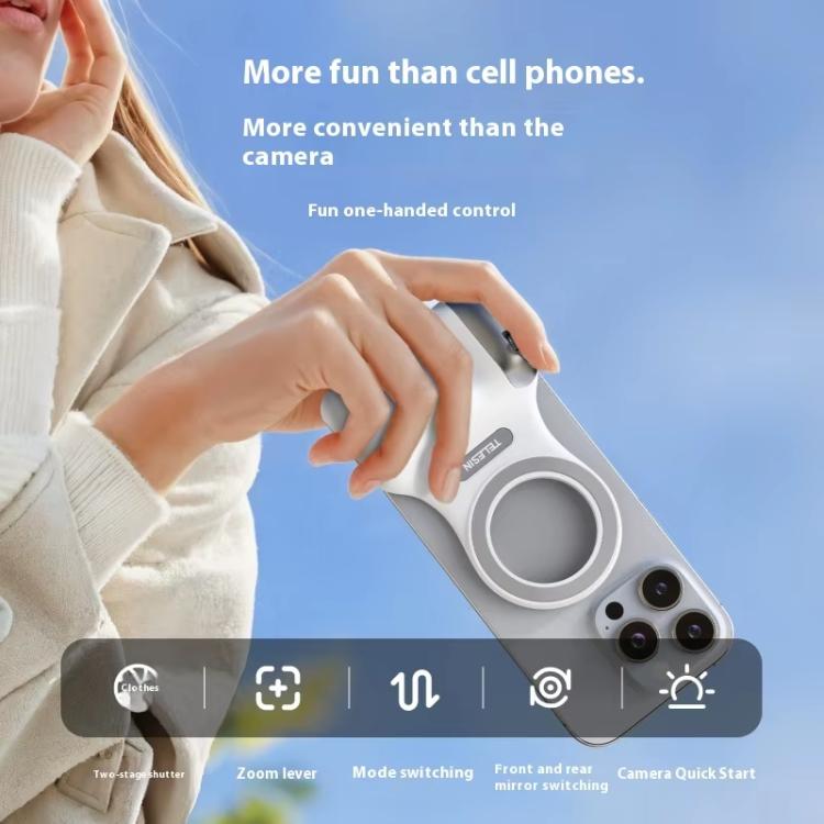 TELESIN P1-MP-10 Magnetic Camera Shoot Hand Grip Bluetooth Remote Control Mobile Phone Camera Handle, P1-MP-10 White, P1-MP-10 Black