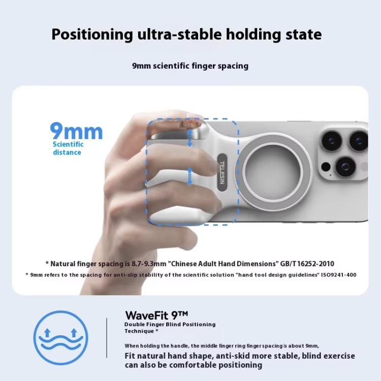 TELESIN P1-MP-10 Magnetic Camera Shoot Hand Grip Bluetooth Remote Control Mobile Phone Camera Handle, P1-MP-10 White, P1-MP-10 Black