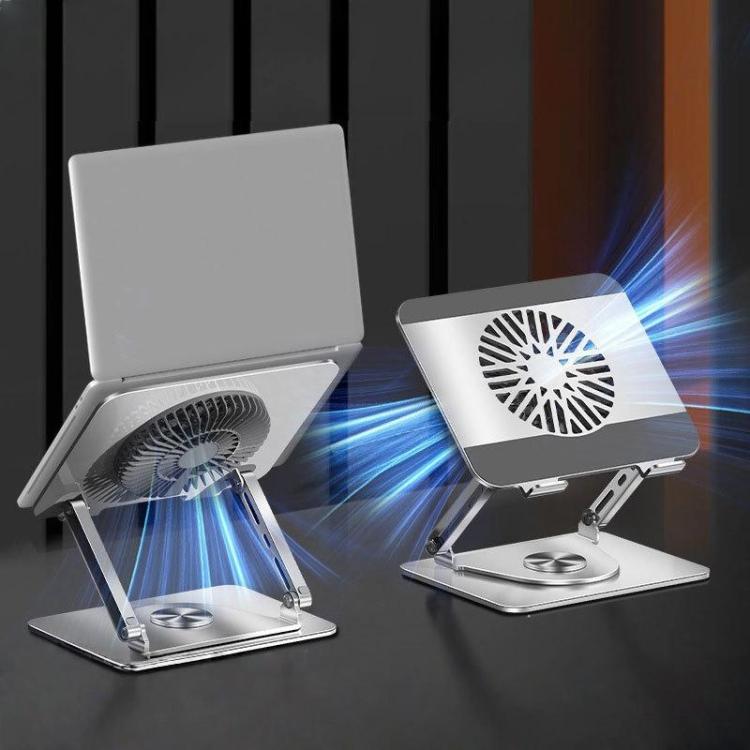 360 Rotating Laptop Stand Foldable Metal Desk Holder For 17.3 Inch Laptops Tablets, Standard Gray, With Magnetic Cooling Fan Gray, With Magnetic Cooling Fan Silver, With RGB Cooling Fan Gray, With RGB Cooling Fan Silver