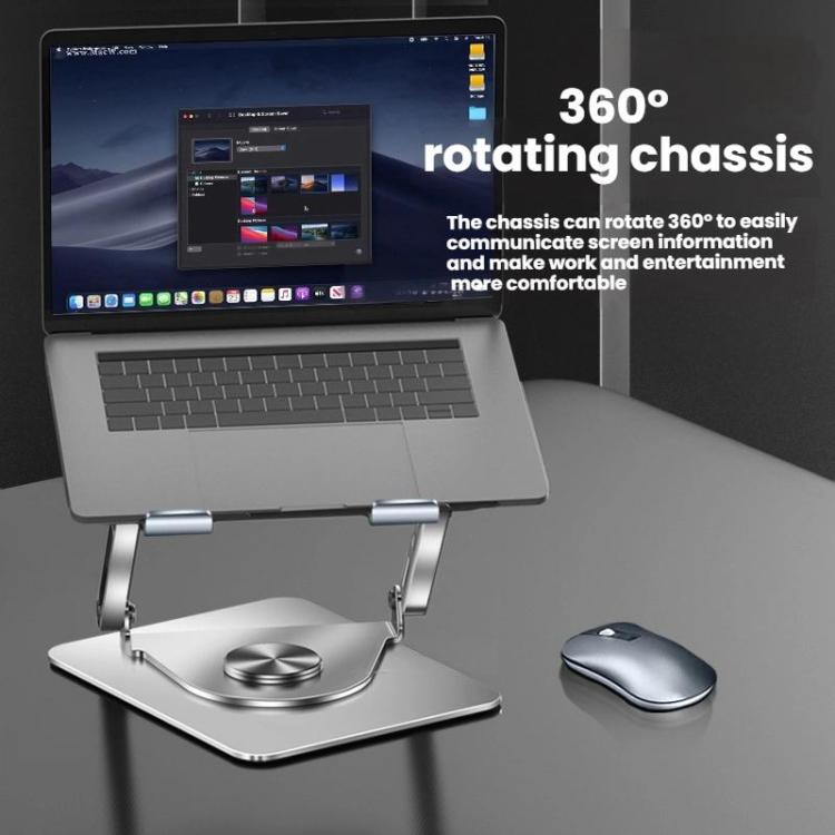 360 Rotating Laptop Stand Foldable Metal Desk Holder For 17.3 Inch Laptops Tablets, Standard Gray, With Magnetic Cooling Fan Gray, With Magnetic Cooling Fan Silver, With RGB Cooling Fan Gray, With RGB Cooling Fan Silver