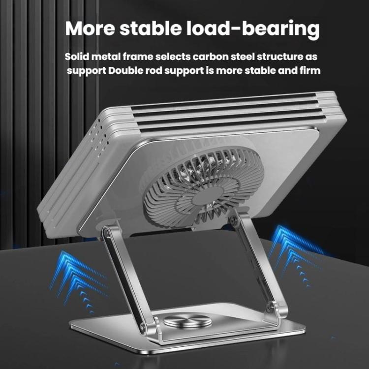 360 Rotating Laptop Stand Foldable Metal Desk Holder For 17.3 Inch Laptops Tablets, Standard Gray, With Magnetic Cooling Fan Gray, With Magnetic Cooling Fan Silver, With RGB Cooling Fan Gray, With RGB Cooling Fan Silver