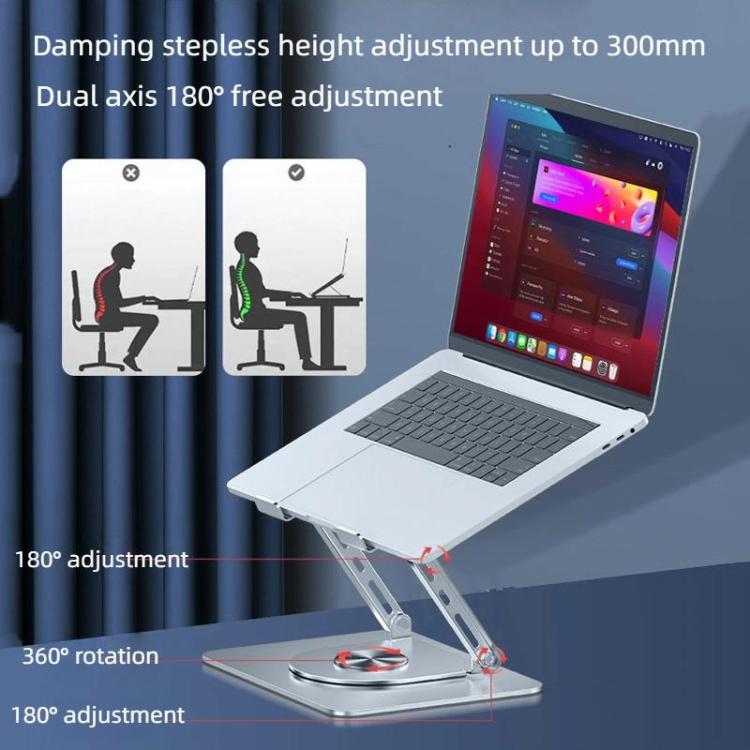 360 Rotating Laptop Stand Foldable Metal Desk Holder For 17.3 Inch Laptops Tablets, Standard Gray, With Magnetic Cooling Fan Gray, With Magnetic Cooling Fan Silver, With RGB Cooling Fan Gray, With RGB Cooling Fan Silver