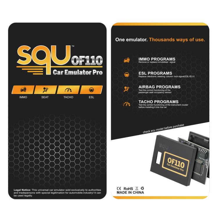 SQU OF110 Universal Car Emulator Pro IMMO, ESL, Airbag & Tacho Programmer Automotive ECU Coding & Diagnostic Tool, OF110