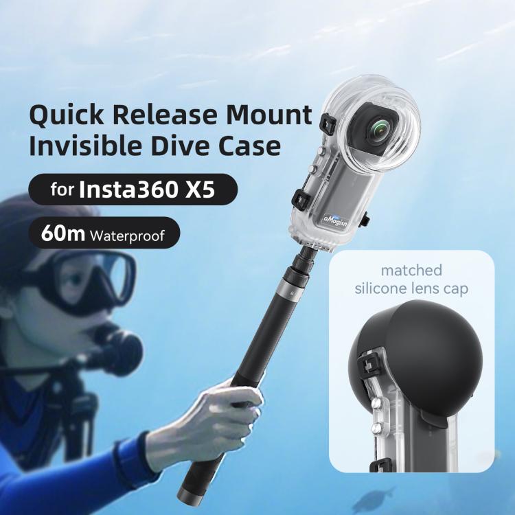 For Insta360 X5 AMagisn 60m/196ft Diving Case Quick-Release Full Invisible Waterproof Underwater Housing