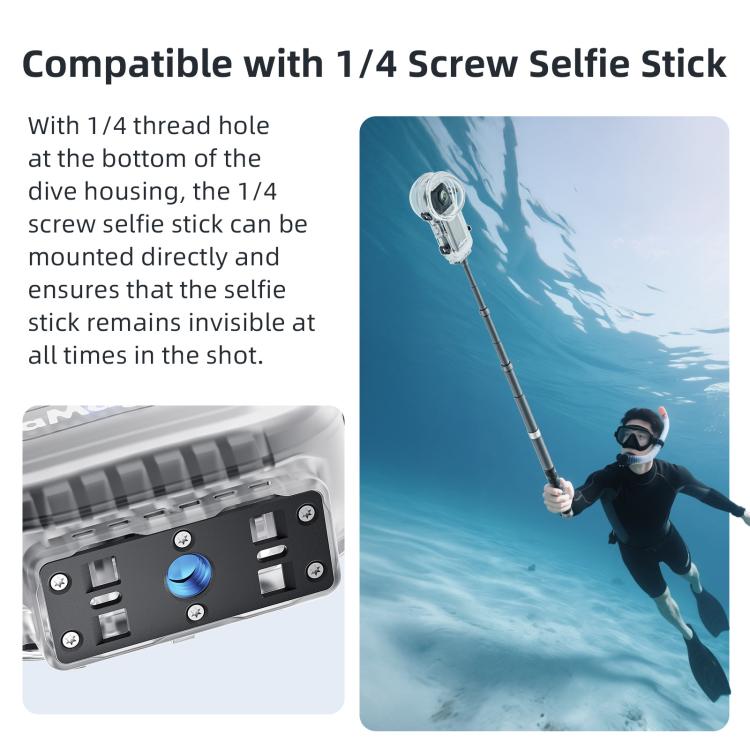 For Insta360 X5 AMagisn 60m/196ft Diving Case Quick-Release Full Invisible Waterproof Underwater Housing