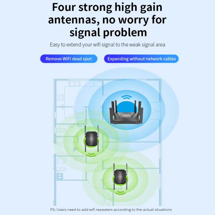 COMFAST CF-XR181 WiFi 6 Dual-Band 1500Mbps Wireless Signal Booster Gigabit Wireless Repeater, CF-XR181