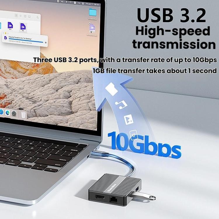 7 In 1 Docking Station Gigabit Ethernet Port High-Speed Transfer HUB, Blueendless HP706, Blueendless HD706