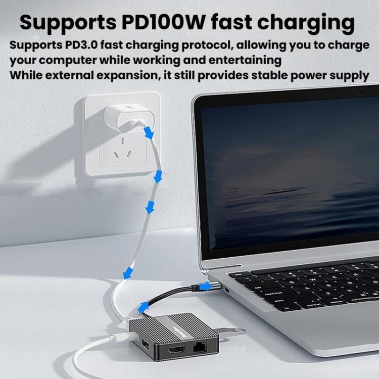 7 In 1 Docking Station Gigabit Ethernet Port High-Speed Transfer HUB, Blueendless HP706, Blueendless HD706