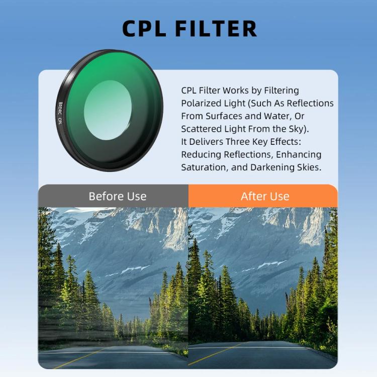For Insta360 Go Ultra BRDRC Lens Filter Camera Accessories, UV, CPL, ND16, ND8+ND16+ND32