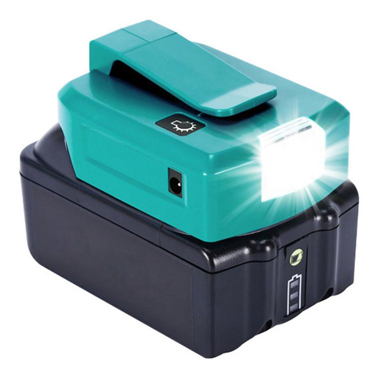 For Makita 14.4V/18V Lithium Battery Adapter With LED Lighting, Dual USB + DC