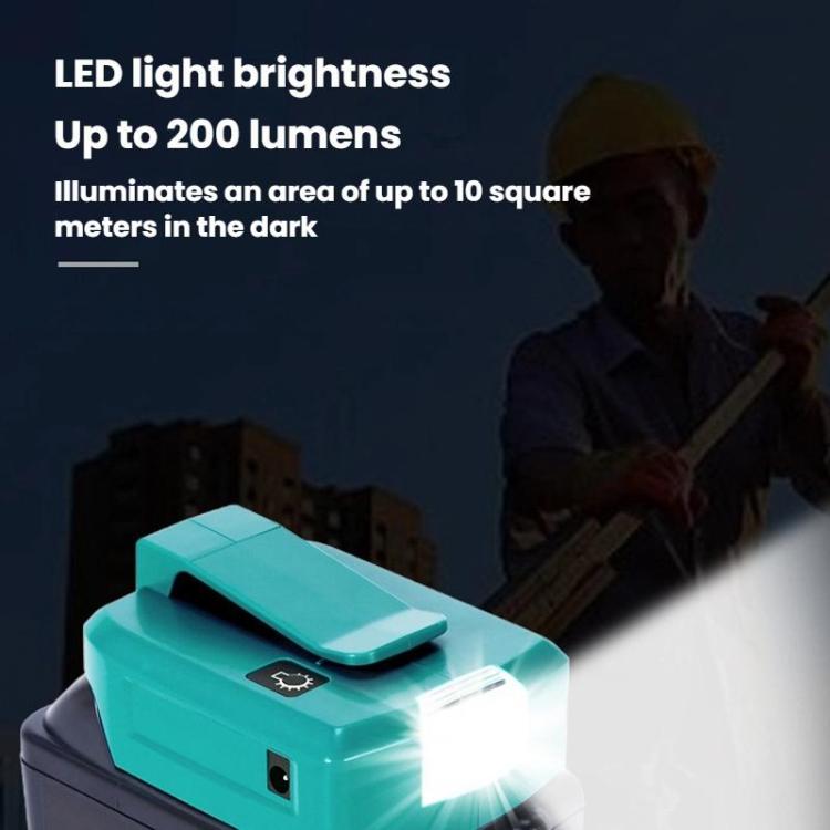 For Makita 14.4V/18V Lithium Battery Adapter With LED Lighting, Dual USB + DC