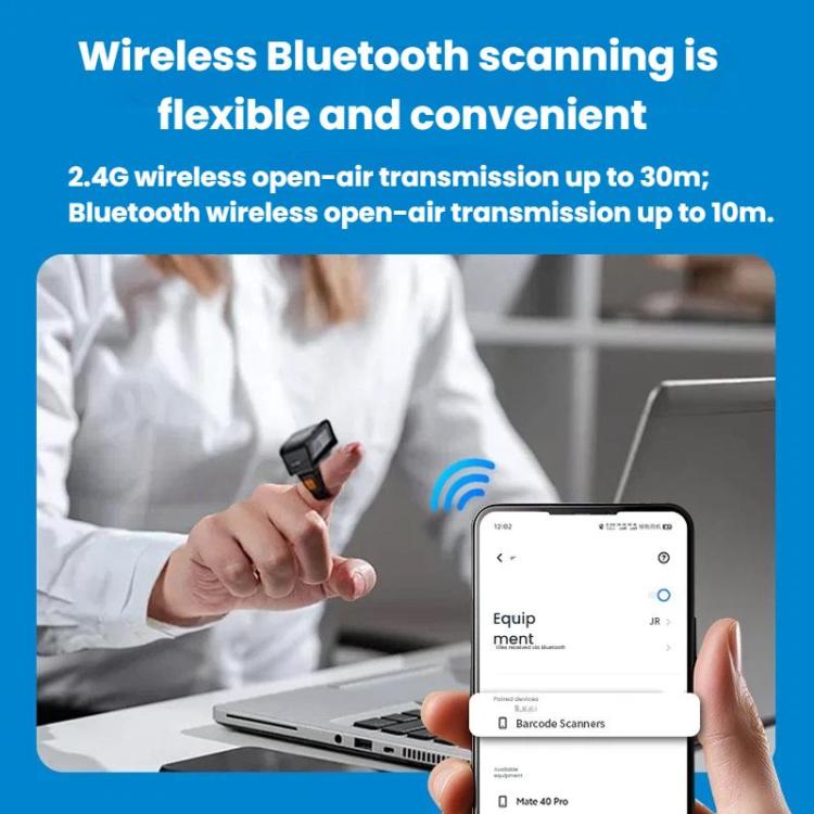 2D Ring Bluetooth Scanner Mini Wireless Barcode Scanner For Warehouse Logistics