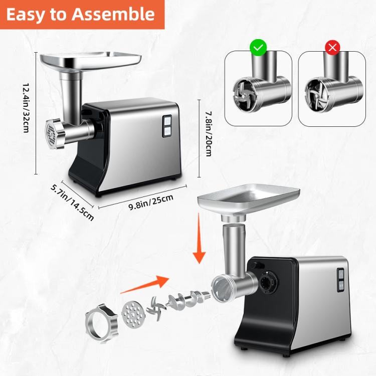 Stainless Steel Electric Meat Grinder Sausage Stuffer Home Use Mincer Machine
