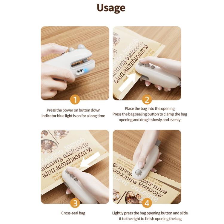 Magnetic Mini Sealer Machine Rechargeable Food Saver with Type-C, Two-Mode for Sealing & Opening Bags, White, Blue