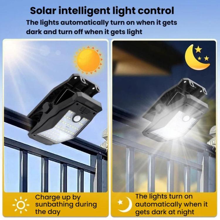 Solar Waterproof Clip-On Wall Light Outdoor Garden Fence Light Motion-Sensing Pathway Lamp, 8 Cells COB Remote Control, 8 Cells LED Remote Control, 2 Cells LED, 2 Cells COB