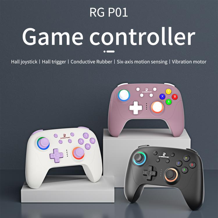 ANBERNIC RGP01 Multi-Platform Gaming Controller for PC/Switch/Steam With Hall Effect Joystick & Triggers, 3-Mode Connectivity, RGB, White, Black, Purple, With Receiver White, With Receiver Black, With Receiver Purple