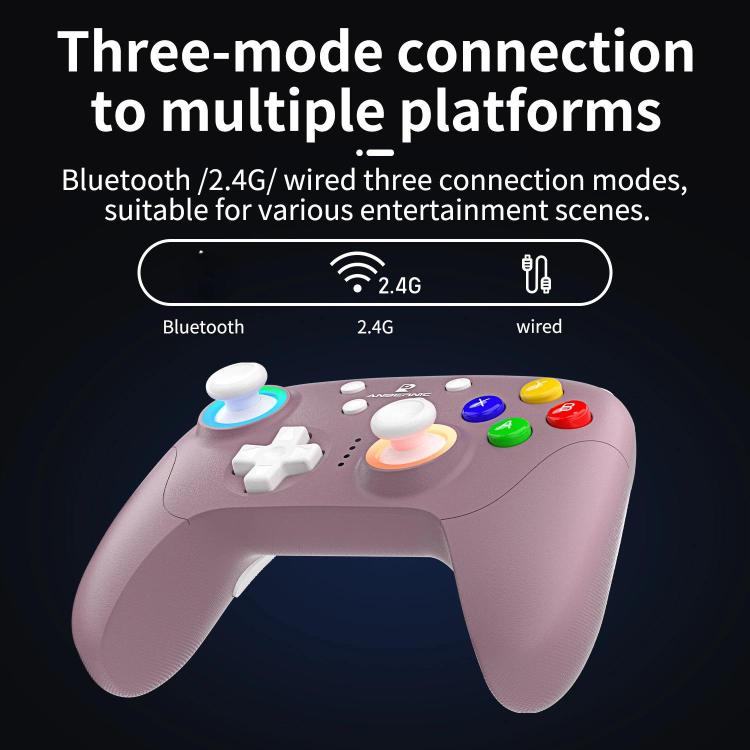 ANBERNIC RGP01 Multi-Platform Gaming Controller for PC/Switch/Steam With Hall Effect Joystick & Triggers, 3-Mode Connectivity, RGB, White, Black, Purple, With Receiver White, With Receiver Black, With Receiver Purple