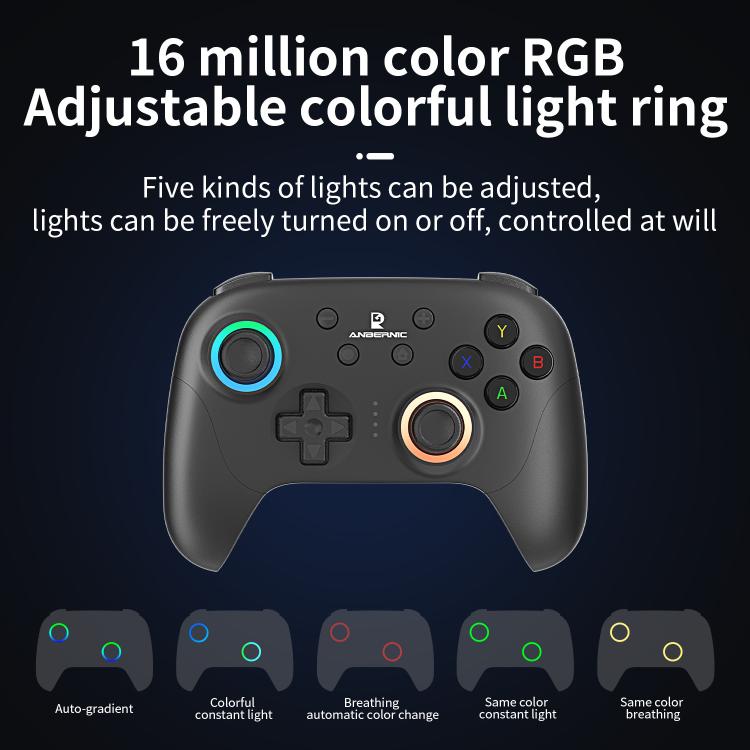 ANBERNIC RGP01 Multi-Platform Gaming Controller for PC/Switch/Steam With Hall Effect Joystick & Triggers, 3-Mode Connectivity, RGB, White, Black, Purple, With Receiver White, With Receiver Black, With Receiver Purple