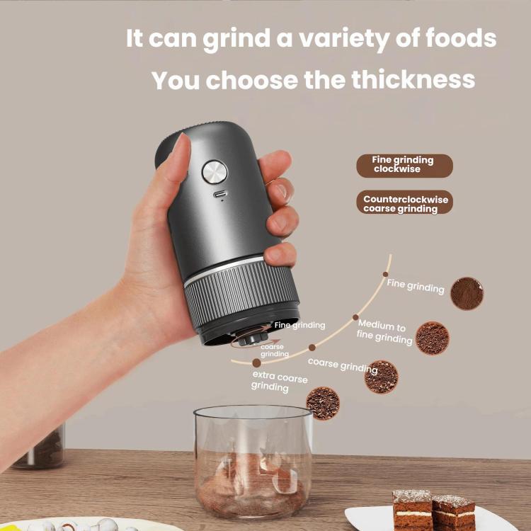 Electric Coffee Grinder Portable Ceramic Burr Mill with Adjustable Coarseness, Auto-Stop, USB Type-C Charging
