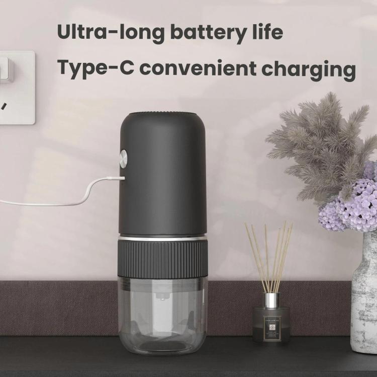 Electric Coffee Grinder Portable Ceramic Burr Mill with Adjustable Coarseness, Auto-Stop, USB Type-C Charging