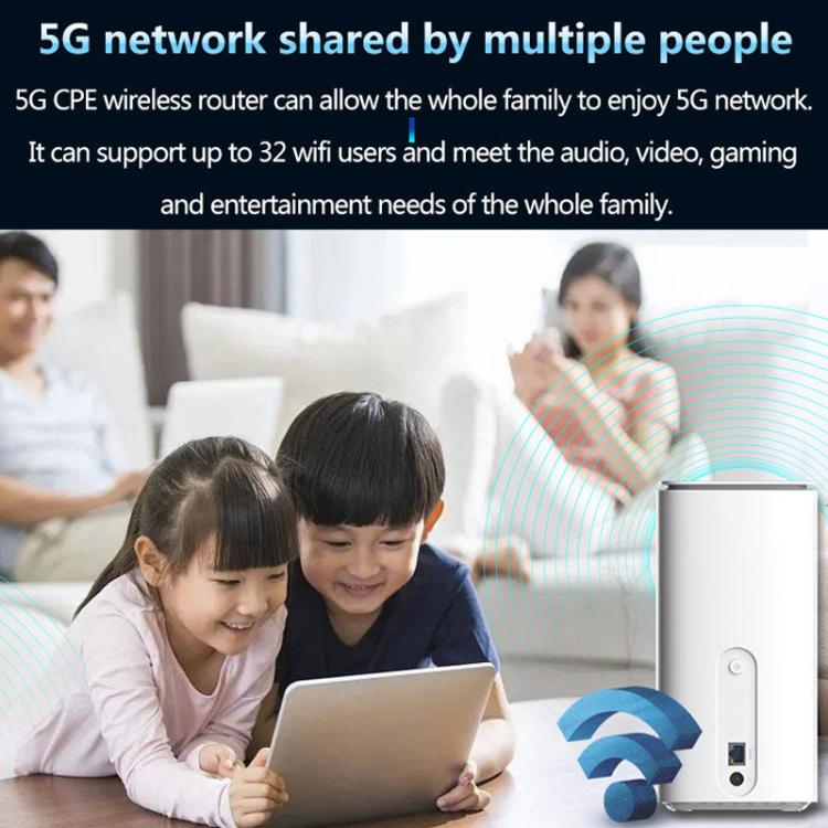 5G CPE Wi-Fi 6 Wireless SIM Card Router Dual-Mode NSA/SA High-Speed Gigabit Single-Port LTE Router, EU Plug