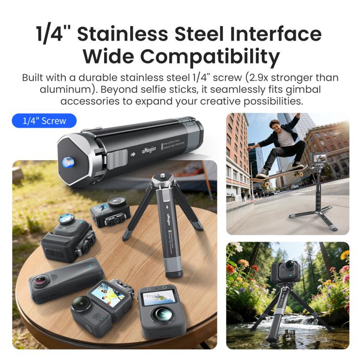 aMagisn Metal Extendable Tripod Stand for Sports Cameras, Mirrorless Cameras & Smartphones, AM38