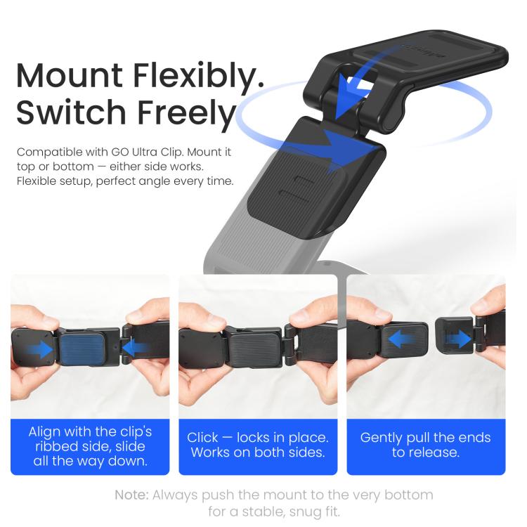 For Insta360 GO Ultra Magnetic Easy Clip AMagisn Mount 180-Degree Adjustable Angle For Flexible POV Shooting
