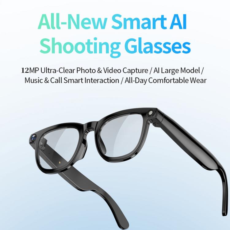 JS01 Pro Smart Glasses Support 12MP Camera, AI Translation, Human Detection, Video & Audio Recording, Transparent Anti-Blue Light Lenses, Graduated Blue Lenses, Graduated Red Lenses