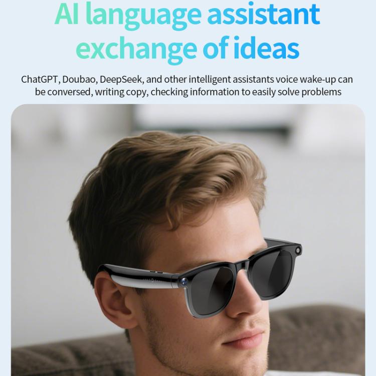 JS01 Pro Smart Glasses Support 12MP Camera, AI Translation, Human Detection, Video & Audio Recording, Transparent Anti-Blue Light Lenses, Graduated Blue Lenses, Graduated Red Lenses